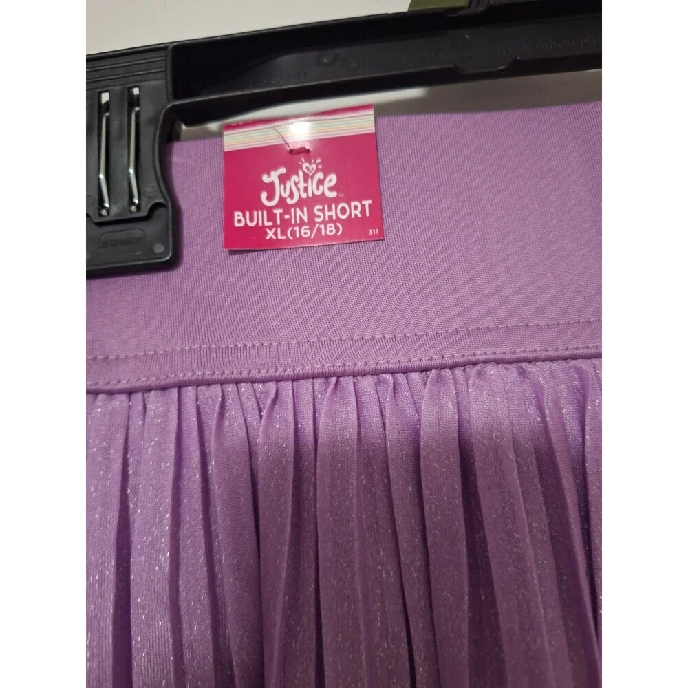 Justice Girls Active pleated skort (w/Shorts) size XL (16-18) Lavender sparkle